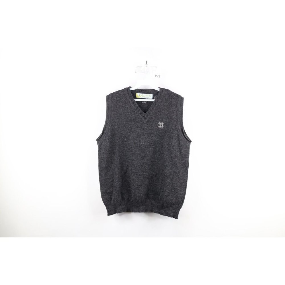 Vintage 90s Burton Snowboards Mens Medium Old English Wool Knit Sweater Vest